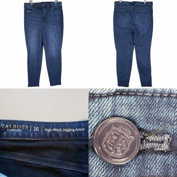 Talbots Jeans Flawless Jegging Womens Size 16 High Rise Ankle Dark Wash - Picture 1 of 10
